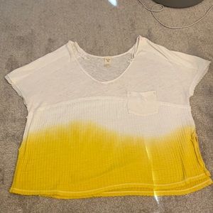 Yellow ombré Free People oversized flowy shirt.